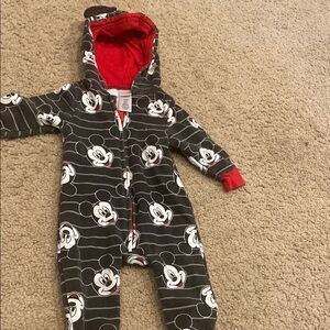 Disney Black and Red One Piece Footies with Hood